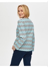 Resim Zigzag Desen Örme Ceket S25ckt024 Us25ckt02427 Indigo 