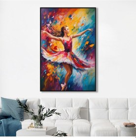 Resim Yağlı Boya Dokulu Tablo Modern Renkli Balerin Gümüş Çerçeveli U05002-178954 