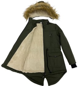 Resim Asortik Kids Unisex Çocuk Suni Kürklü Peluş Astarlı Çıkarılabilir Kapüşonlu Su Geçirmez Mont Kaban 