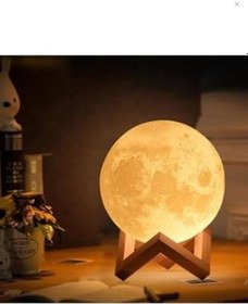 Resim Dekoratif Şık 15 cm Çap 3d moon lamp Pilli 3d Standlı Ay Gece Lambası 