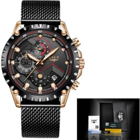 Resim Hanyang Gül Altın Siyah M Lıge Büyük Erkekler Izle Lüks Spor Kuvars Erkek Saatler Tam Çelik Su Geçirmez Kronograf Kol Saati Erkekler Relogio Masculino Erkekler Için (Yurt Dışından) 