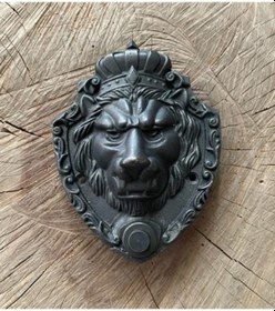 Resim Aslan Kral Zil Antik Siyah Pirinç Kapı Zil Düğmesi El Yapımı Antik Zil Düğme 