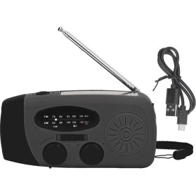 Resim Creatorally Acil Afet Önleme Için LED El Fenerli Taşınabilir Fm Am Wb USB Radyolu El Kranklı Güneş Enerjili Radyosiyah Japon (Yurt Dışından) 