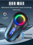 Resim Q08 Max Rgb Işık Efektli İntercom Bluetooth Motosiklet Kask Kulaklığı İntercom Kulaklık 