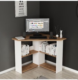 Resim Corner Köşe Çalışma Masası Bilgisayar Masası Ofis Masası Kemençe - Beyaz 