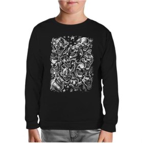 Resim Clown Siyah Çocuk Sweatshirt 