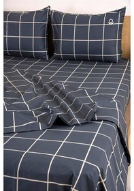 Resim Benetton Gri Çizgili Çift Kişilik Ranforce Nevresim Seti Çizgili 