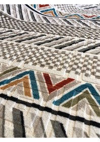 Resim Kabartmalı Halı Dokusunda Jel Kaymaz Taban Yıkanabilir Kesme Yolluk Üst Kalite Bohem Kilim Desen Renkli 
