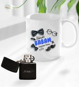 Resim Bk Gift Kişiye Özel Babalar Günü Hediyesi Yakışıklı Babam Tasarımlı Kupa Bardak Ve Benzinli Çakmak Seti-1 