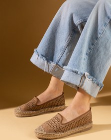 Resim Pembe Potin Kadın Espadril Taba Süet Hafif Rahat Taban Şık Günlük Ayakkabı 