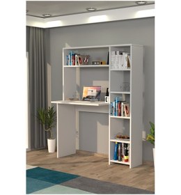 Resim Moonlife Moonlife Duru Kitaplıklı Çalışma Masası Beyaz 
