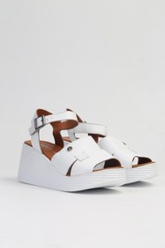 Resim Pierre Cardin ® | PC-7061 Beyaz-Kadın Dolgu Topuk Ayakkabı 