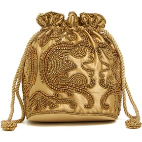 Resim Network Bronz Boncuk İşlemeli Kadın Kese Clutch 