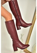 Resim Fox Shoes J848300109 Bordo Kalın Topuklu Kadın Çizme Bordo-suni Deri Bordo 