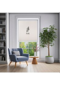 Resim Plise Dekor Beyaz Plise Perde - Cam Balkon Perdesi Vidalı Sistem 