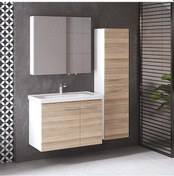 Resim Denko Terra 80 Cm Mdf Banyo Dolabı Takımı + Boy Dolabı, Alize Çok Renkli 