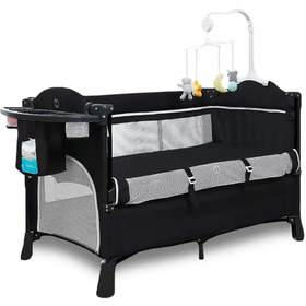 Resim 4'ü 1 Arada Bebek Yanı Beşik Co-Sleeper, Çok Fonksiyonlu Peacock Mavi 