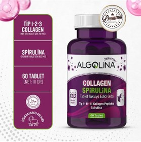 Resim Algolina Collagen + Spirulina Tablet Takviye Edici Gıda 1260 Mg 60 Tablet 