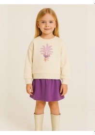 Resim Zekids Kız Bebek Tavus Kuşu Desenli Sweatshirt-16139 Krem 