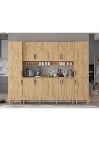 Resim Della Kahve Köşesi Çok Amaçlı Dolap Kiler Mutfak Dolabı Çam 210cm Çam 