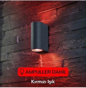 Resim Dekoratif Çift Yönlü Antrasit Aplik - Kırmızı Işık-Ampuller Dahil Diğer 