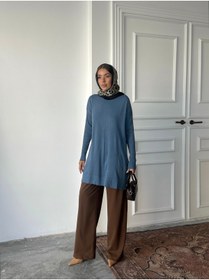 Resim Genel Markalar Tesettür Bisiklet Yaka Merserize Oversize Triko Tunik 