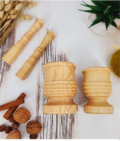 Resim El Yapımı Ahşap Ağaç Havan Sarımsak Döveceği Lüx 8-10 Luk 2li Set 