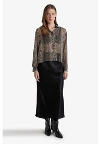 Resim Defacto A Kesim Normal Bel Saten Midi Siyah Kadın Etek B1867ax/bk27 Siyah 