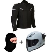 Resim LS2 ProheI COLOMBIA MONT SİYAH-ANTRASIT+RAPID 2 RACE NARDO GRİ KASK+VEXO BALAKLAVA 