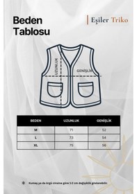 Resim Eşiler Triko Kadın Sütlü Kahve Anne Yelek Serin Bahar Merserize Triko, Cepli, Düğmeli 