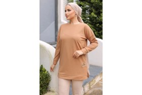 Resim Derin Stok Yeni Stil Bej Arma Detay Tunik 10020 