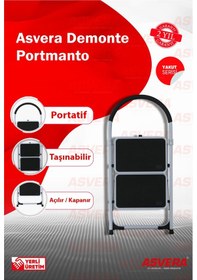 Resim Yakut Serisi Vertika 2 Li Ev Tipi Katlanır Merdiven Kaymaz, Hafif Ve Dayanıklı 1 Adet 