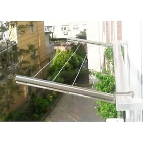 Resim Karokstore Kare Alüminyum Katlanır Çamaşır Kurutmalığı - Duvara ve Balkona Monte Edilebilir, Paslanmaz Dayanıklı Askı, Katlanabilir Çamaşır Askılığı, Yer Tasarruflu Kurutma Aparatı (Yuvarlak Başlıklı) 