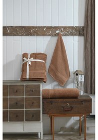 Resim 2li Banyo Havlu Seti 90x160cm +50x90cm Ds Kahve Kahve 