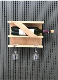 Resim Trend Garaj İthal Doğal Meşe Ağacından 2 Katlı Şaraplık 