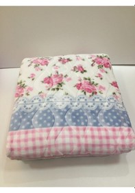 Resim Sarar Çift Kişilik Battaniye Güllü Mavi Pembe 