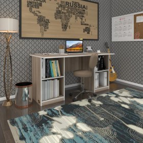 Resim Kenzlife ofis masası kuma kengo crd 75*170*60 raflı dolap çiftli eşkenar bilgisayar çalışma masası 