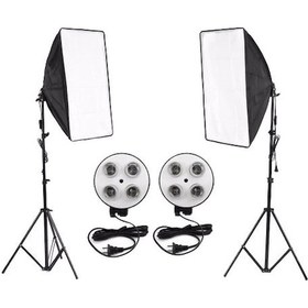 Resim Softbox 50X70 Paraflaş 4 Duylu Sürekli Işık Adaptörlü 