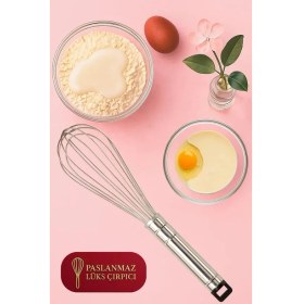 Resim 1 Adet 31 cm Kalın Saplı Paslanmaz Çelik Lüks Çırpıcı, Kek Pasta Yapımı Için Kullanışlı, Ergonomik 