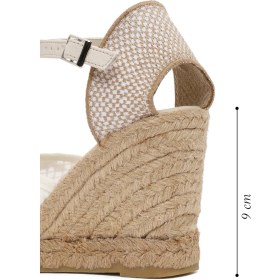 Resim Derimod Kadın Krem Bilekten Bantlı Desenli Dolgu Topuklu Espadril 25SFD20756F 