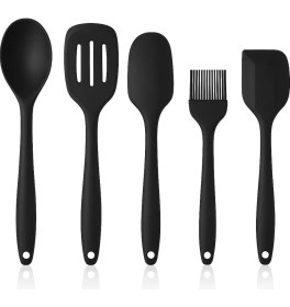 Resim Hepta Collection Suwors 5'li Silikon Mutfak Seti – Kaşık, Kepçe, Spatula, Yağ Fırçası | Renkli Pişirme Seti | Isıya D 