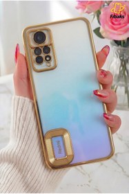Resim Fibaks Redmi Note 11 Pro/12 Pro 4G Kılıf Kamera Lens Korumalı Şeffaf Renkli Logo Gösteren Parlak Gold 