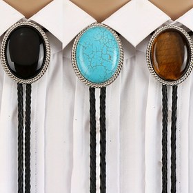 Resim 1 adet Erkekler için Bolo Kravat Batı Kovboy Bolo Kravatları Doğal Taş Erkek Sokak Bolo Kravatı Kadın Aksesuarları 