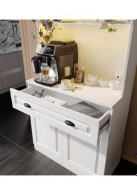 Resim Guneystore Armoni Black Mini Kahve Köşesi Komple Mdf Beyaz 