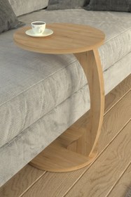 Resim Limnizza Yuvarlak Tekerlekli C Sehpa Koltuk Yanı Laptop Masası Modern Zigon Yan Sehpa Salon Ofis 