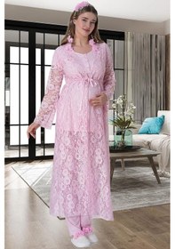 Resim Mecit Pijama Mecit 6060 Bayan Pembe Sabahlık Gecelik Pijama Hamile Lohusa Set 001 