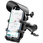 Resim Ayna Bağlantılı Güneş Ve Yağmur Korumalı 360 Derece Ayarlanabilir Motosiklet Telefon Tutucu Renkli 