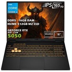 Resim Asus TUF F16 FX608JH-RV010-Gaming Intel Core i5-13450HX 16GB 512GB SSD NVIDIA GeForce RTX 5050 8GB 16'' FHD+ 16:10 (1920 x 1200, WUXGA) 165Hz IPS Panel Taşınabilir Dizüstü Bilgisayar 