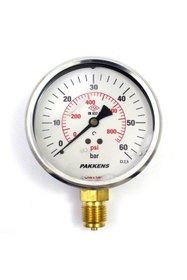 Resim Pakkens 0-60 Bar 160 mm Alttan Bağlantılı Gliserinli Manometre G 1/2 inç 