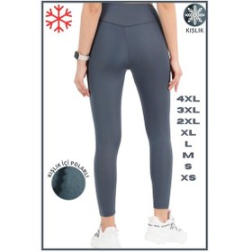 Resim Missmaral Kadın Kışlık Içi Polarlı Yüksek Bel Toparlayıcı Tayt Lacivert Curve High Waist Fleece Winter 1051 Antrasit 